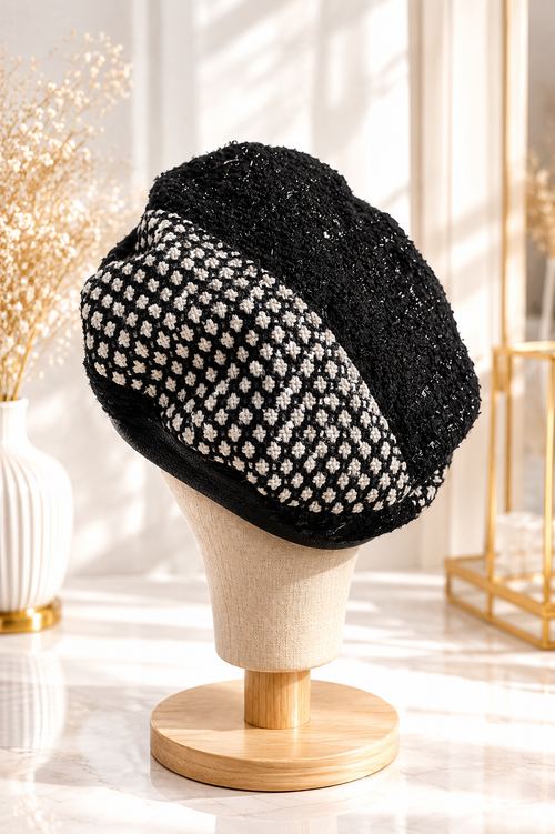Béret noir et blanc Nachel