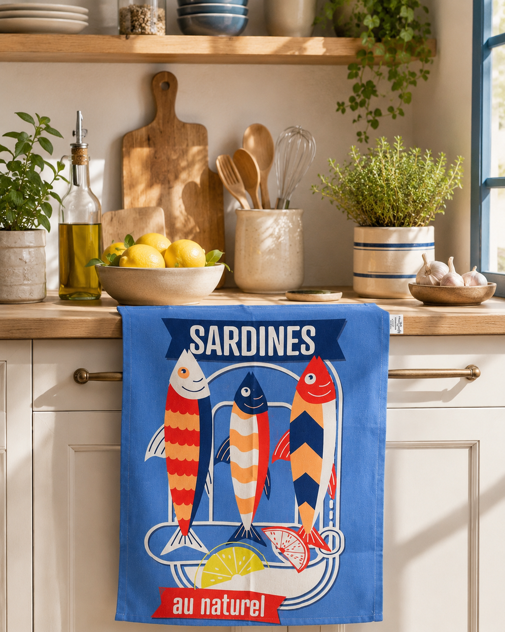 Lot Torchon sardines bleu