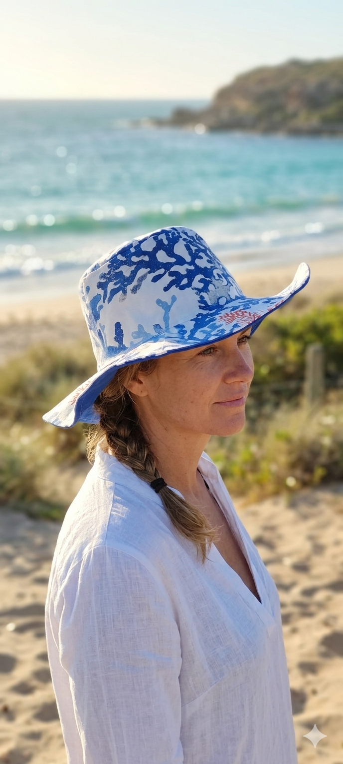 Capeline corail bleu
